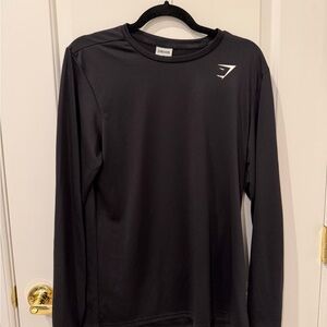 Gymshark Black Crew Neck Performance Shirt with White Logo